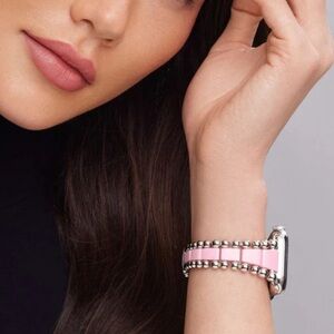 LAGOS Pink Ceramic and Stainless Steel Smart Watch Band